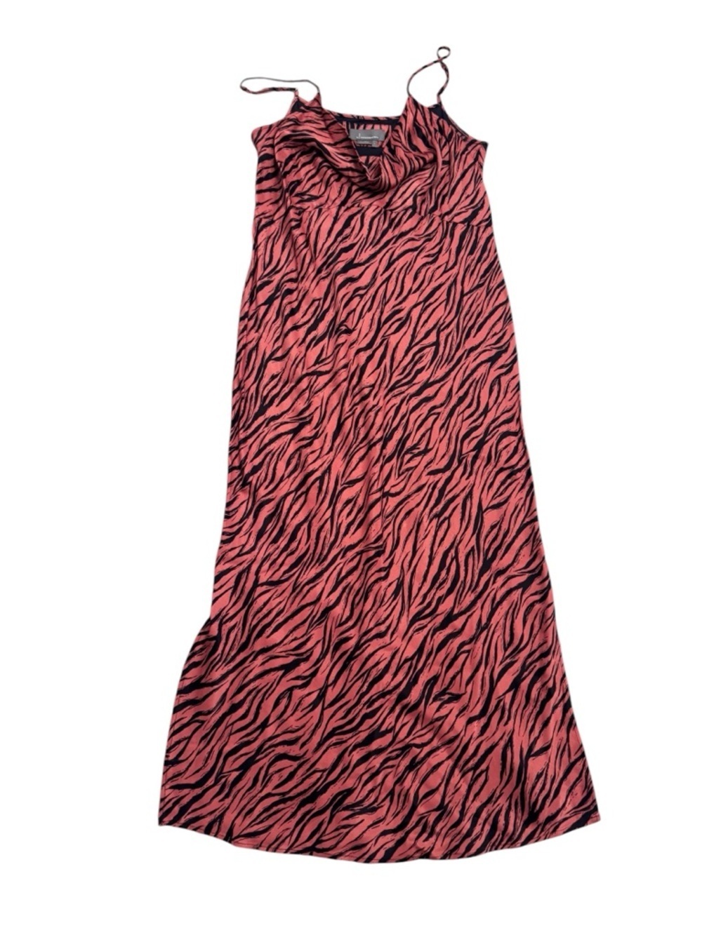 Anthropologie Elyse Zebra Print Cowl Neck Satin Midi Dress Size Large - Picture 5 of 13